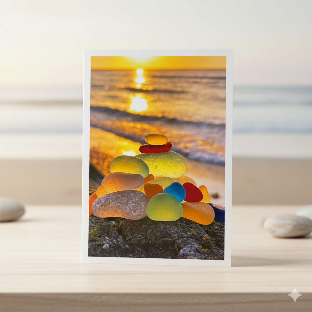 The Mermaid's Sea Glass Treasure - Greeting Card from the Pacific Northwest