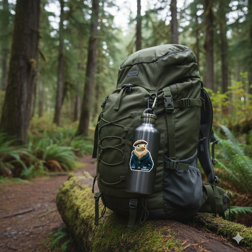 Port Townsend Seagull Sticker - Charming  Seagull with Wool Sweater - Pacific Northwest Souvenir