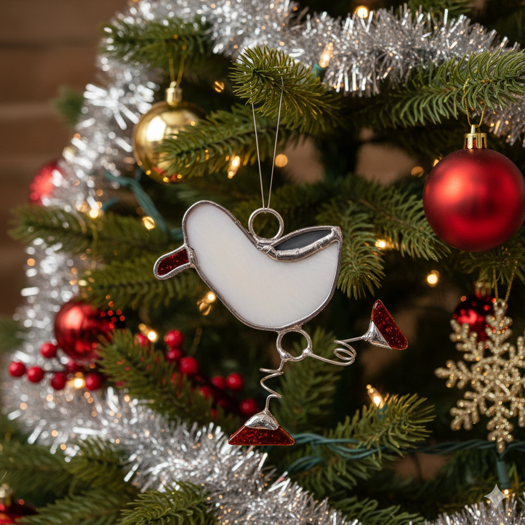 Port Townsend Seagull Suncatcher: Handcrafted Stained Glass from Chums