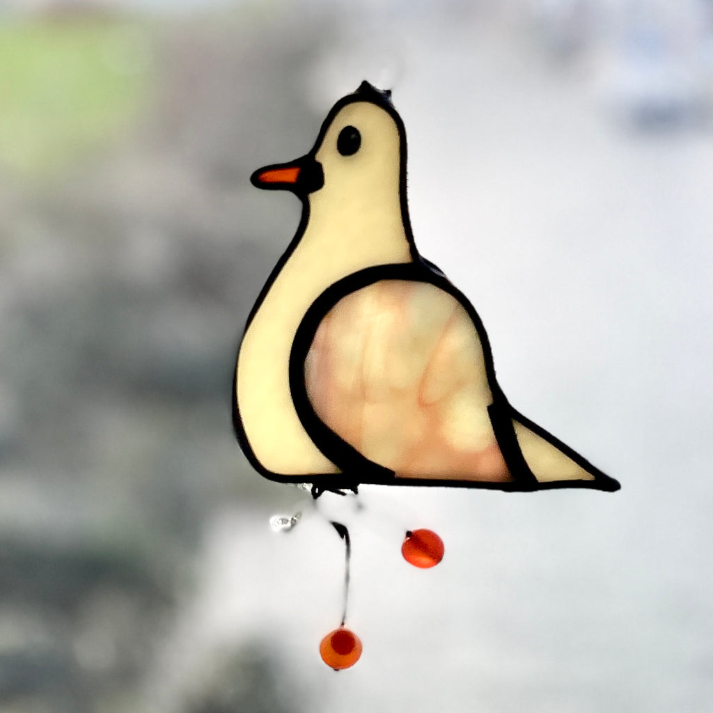 Port Townsend Seagull Suncatcher: Handcrafted Stained Glass from Chums