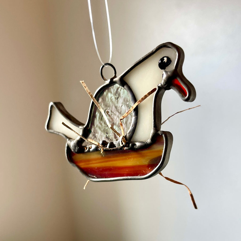 Port Townsend Seagull Suncatcher: Handcrafted Stained Glass from Chums
