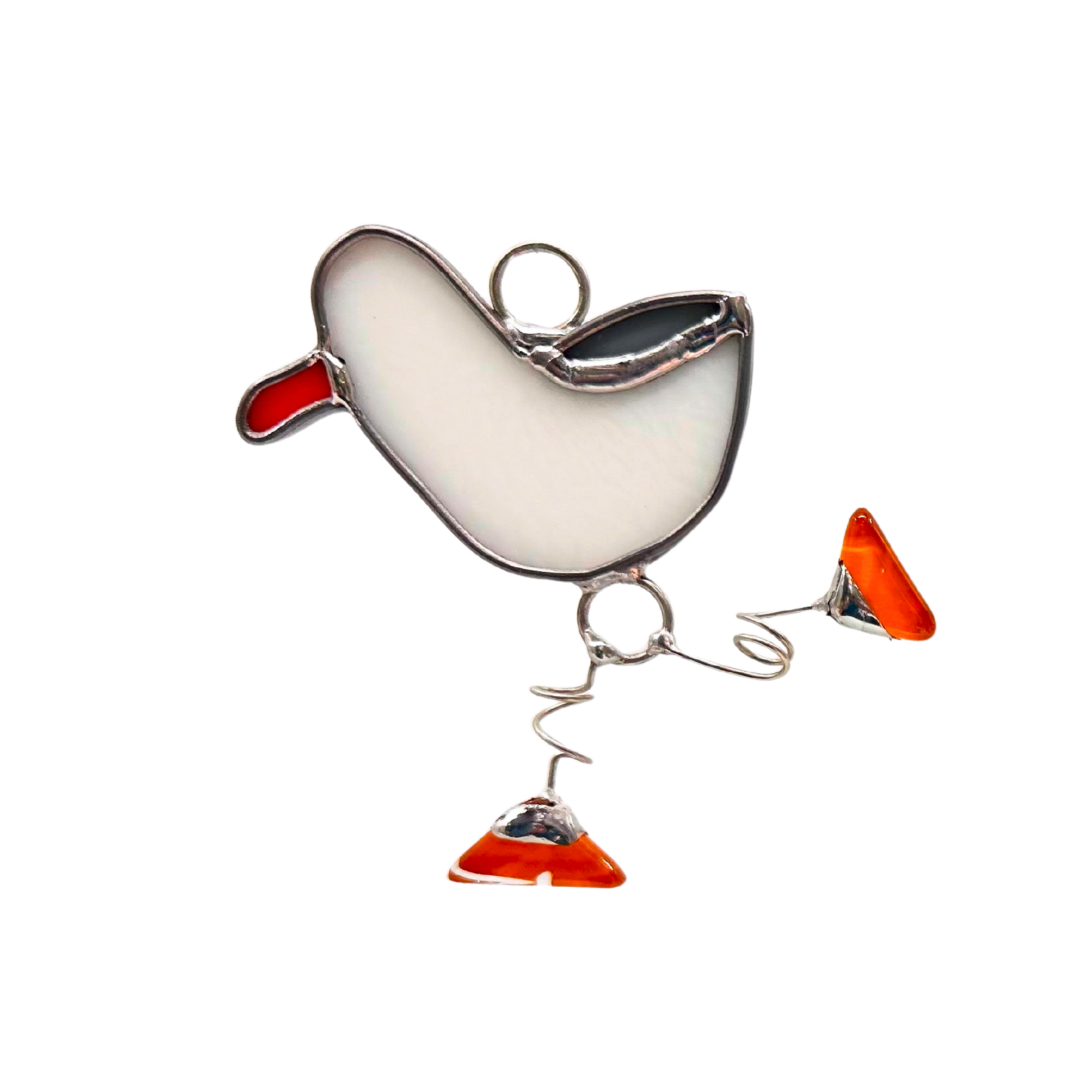 Port Townsend Seagull Suncatcher: Handcrafted Stained Glass from Chums