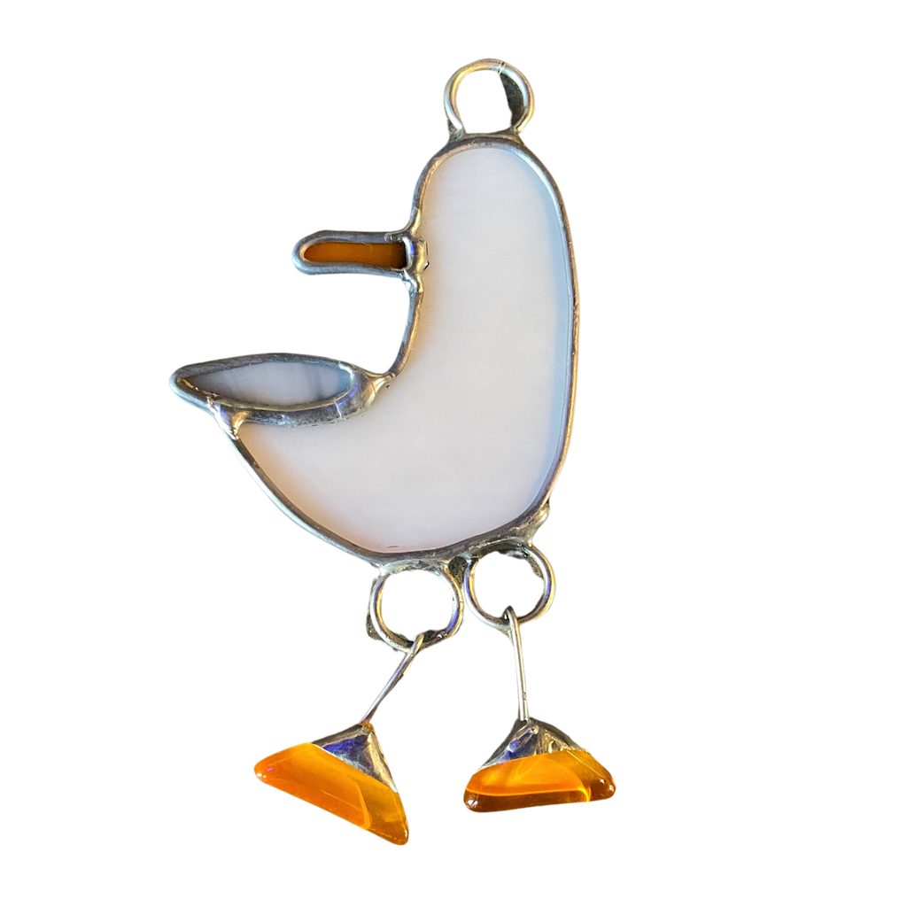 Port Townsend Seagull Suncatcher: Handcrafted Stained Glass from Chums