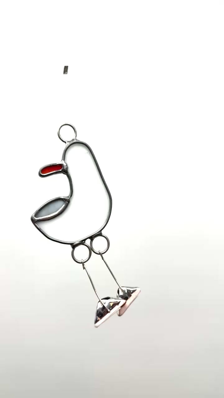 Port Townsend Seagull Suncatcher: Handcrafted Stained Glass from Chums