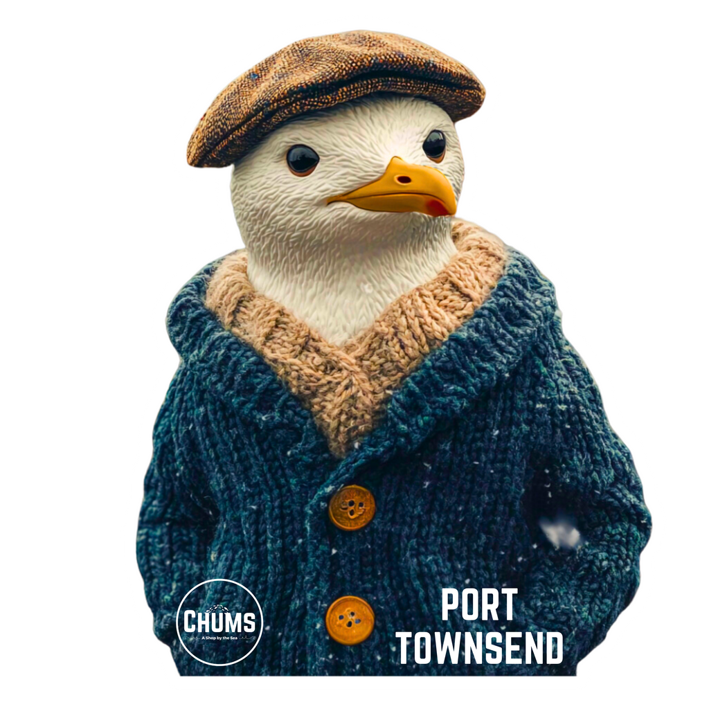 Port Townsend Seagull Sticker - Charming  Seagull with Wool Sweater - Pacific Northwest Souvenir
