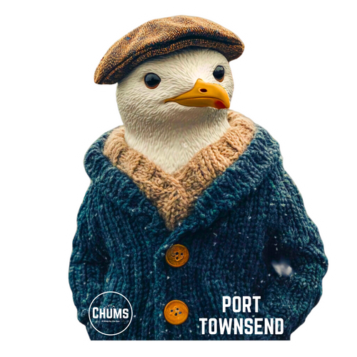 Port Townsend Seagull Sticker - Charming  Seagull with Wool Sweater - Pacific Northwest Souvenir